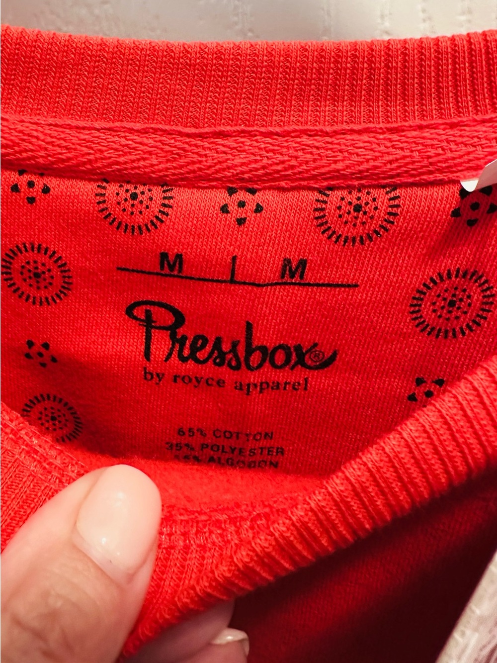 Pressbox Red Sweatshirt with White Chenille Script - Picture 5 of 5